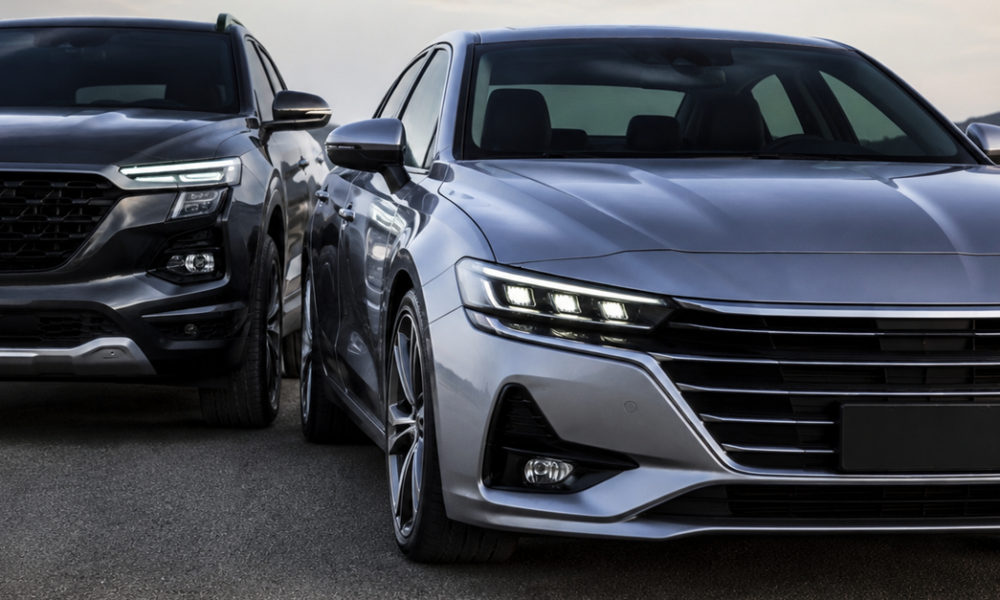 dois carros um é Sedã o outro é SUV