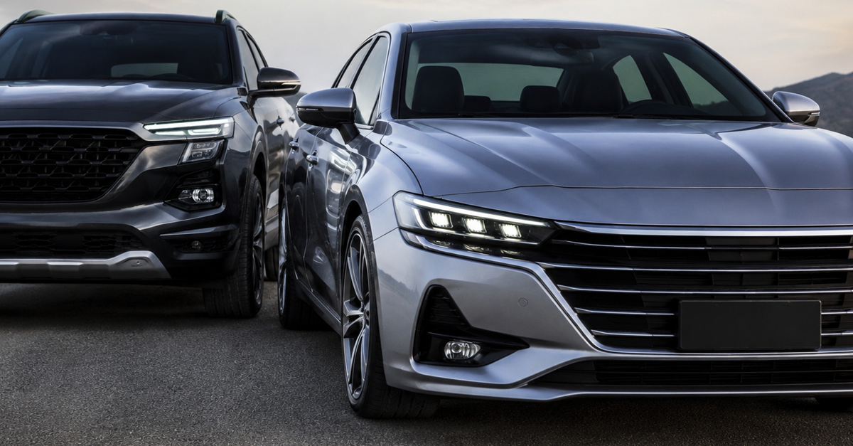 dois carros um é Sedã o outro é SUV